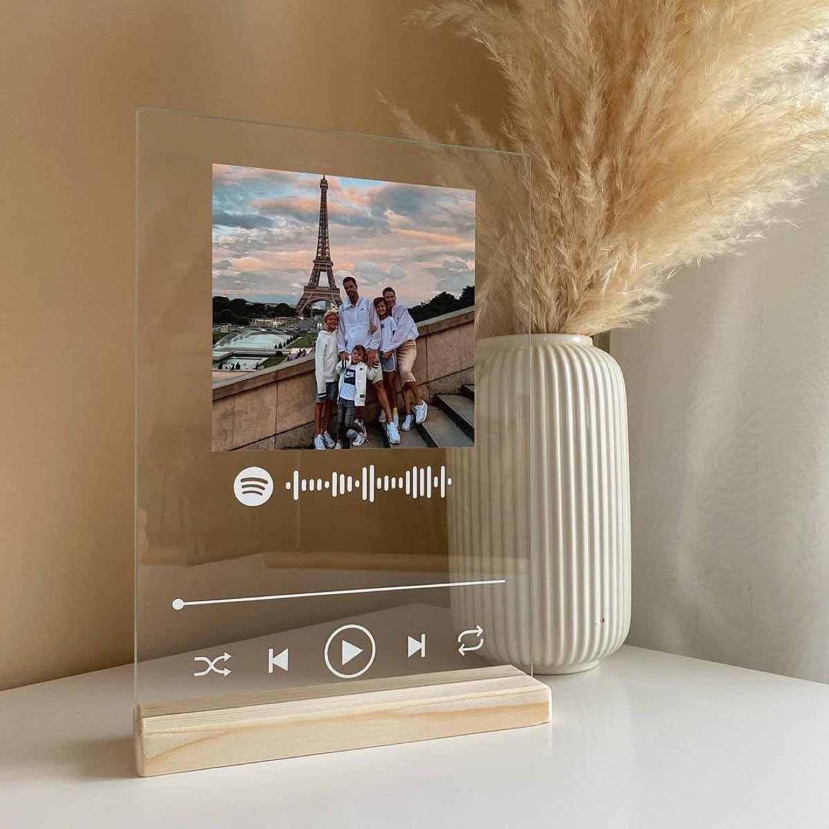 Acrylic photo frame catching the afternoon light